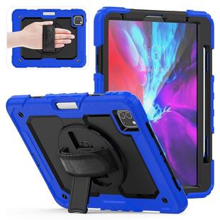 For iPad Pro 11 inch (2018) / Pro 11 inch (2020) Shockproof Colorful Silica Gel + PC Protective Tablet Case with Holder & Shoulder Strap & Hand Strap & Pen Slot(Blue)
