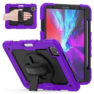 For iPad Pro 11 inch (2018) / Pro 11 inch (2020) Shockproof Colorful Silica Gel + PC Protective Tablet Case with Holder & Shoulder Strap & Hand Strap & Pen Slot(Purple)