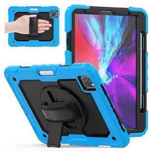 For iPad Pro 11 inch (2018) / Pro 11 inch (2020) Shockproof Colorful Silica Gel + PC Protective Tablet Case with Holder & Shoulder Strap & Hand Strap & Pen Slot(Baby Blue)