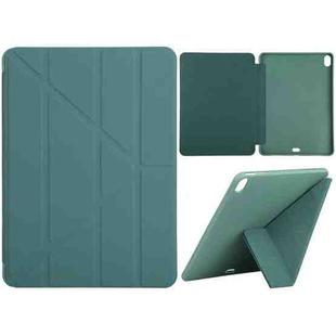 Millet Texture PU+ Silicone Full Coverage Leather Case with Multi-folding Holder for iPad Air (2020) 10.9 inch (Dark Green)