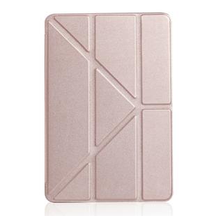 Millet Texture PU+ Silica Gel Full Coverage Leather Case for iPad Mini 2019, with Multi-folding Holder (Rose Gold)