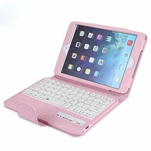 SPM01 For iPad mini 5 / 4 / 3 / 2 / 1 Litchi Texture Detachable Plastic Bluetooth Keyboard Leather Tablet Case with Stand Function(Pink)