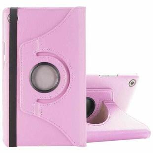 For Huawei MediaPad M5 8.4 inch Litchi Texture PU Leather Case with Rotated Holder & Sleep / Wake-up Function(Pink)
