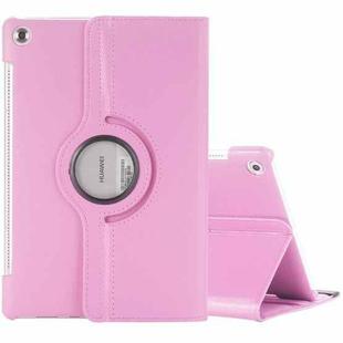 For Huawei MediaPad M5 10.8 inch Litchi Texture PU Leather Case with Rotated Holder & Sleep / Wake-up Function (Pink)