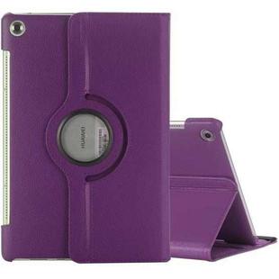 For Huawei MediaPad M5 10.8 inch Litchi Texture PU Leather Case with Rotated Holder & Sleep / Wake-up Function (Purple)