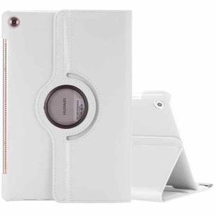 For Huawei MediaPad M5 10.8 inch Litchi Texture PU Leather Case with Rotated Holder & Sleep / Wake-up Function (White)
