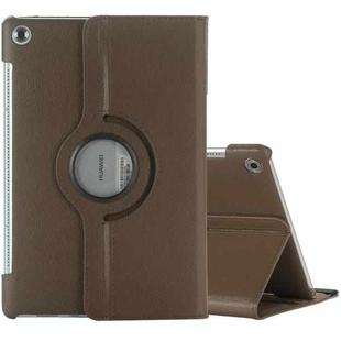 For Huawei MediaPad M5 10.8 inch Litchi Texture PU Leather Case with Rotated Holder & Sleep / Wake-up Function (Brown)