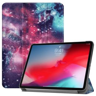 Horizontal Flip Galaxy Pattern Colored Painted Leather Case for iPad Pro 11 inch (2018), with Three-folding Holder & Wake-up / Sleep Function