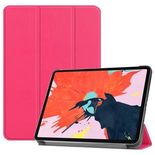 Custer Texture Horizontal Flip PU Leather Case for iPad Pro 12.9 inch (2018), with Three-folding Holder & Sleep / Wake-up Function(Magenta)