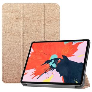 Custer Texture Horizontal Flip PU Leather Case for iPad Pro 12.9 inch (2018), with Three-folding Holder & Sleep / Wake-up Function(Rose Gold)