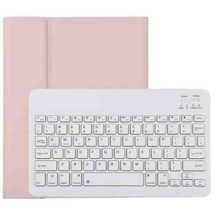TG11B Detachable Bluetooth White Keyboard + Microfiber Leather Tablet Case for iPad Pro 11 inch (2020), with Pen Slot & Holder (Pink)