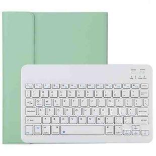 TG11B Detachable Bluetooth White Keyboard + Microfiber Leather Tablet Case for iPad Pro 11 inch (2020), with Pen Slot & Holder (Green)