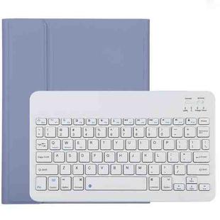 TG11B Detachable Bluetooth White Keyboard + Microfiber Leather Tablet Case for iPad Pro 11 inch (2020), with Pen Slot & Holder (Purple)
