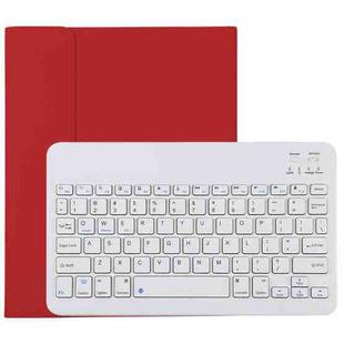 TG11B Detachable Bluetooth White Keyboard + Microfiber Leather Tablet Case for iPad Pro 11 inch (2020), with Pen Slot & Holder (Red)