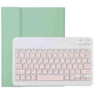 TG11B Detachable Bluetooth Pink Keyboard + Microfiber Leather Tablet Case for iPad Pro 11 inch (2020), with Pen Slot & Holder (Green)
