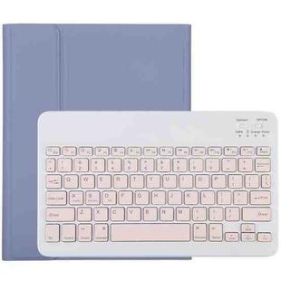 TG11B Detachable Bluetooth Pink Keyboard + Microfiber Leather Tablet Case for iPad Pro 11 inch (2020), with Pen Slot & Holder (Purple)