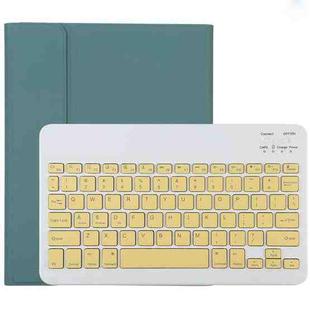 TG11B Detachable Bluetooth Yellow Keyboard + Microfiber Leather Tablet Case for iPad Pro 11 inch (2020), with Pen Slot & Holder (Dark Green)