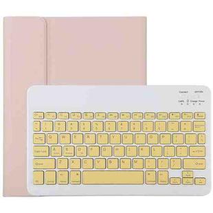 TG11B Detachable Bluetooth Yellow Keyboard + Microfiber Leather Tablet Case for iPad Pro 11 inch (2020), with Pen Slot & Holder (Pink)