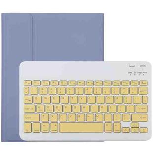 TG11B Detachable Bluetooth Yellow Keyboard + Microfiber Leather Tablet Case for iPad Pro 11 inch (2020), with Pen Slot & Holder (Purple)