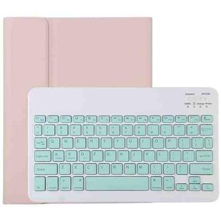 TG11B Detachable Bluetooth Green Keyboard + Microfiber Leather Tablet Case for iPad Pro 11 inch (2020), with Pen Slot & Holder (Pink)