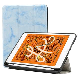 Marble Texture Pattern Horizontal Flip Leather Case for iPad Mini 2019, with Three-folding Holder & Pen Slot & Sleep / Wake-up Function (Blue)