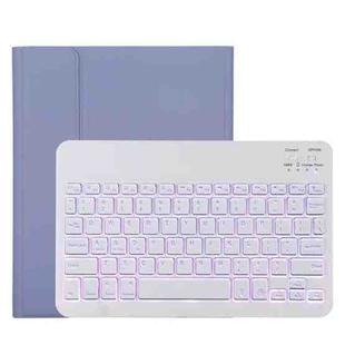 TG11BS Detachable Bluetooth White Keyboard Microfiber Leather Tablet Case for iPad Pro 11 inch (2020), with Backlight & Pen Slot & Holder (Purple)