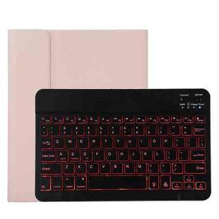 TG11BS Detachable Bluetooth Black Keyboard + Microfiber Leather Tablet Case for iPad Pro 11 inch (2020), with Backlight & Pen Slot & Holder(Pink)