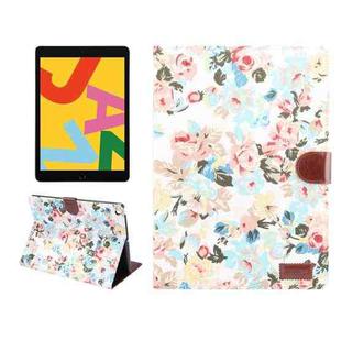 Dibase For iPad 10.2 2021 / 2020 / 2019 Horizontal Flip Floral Cloth Leather Case, with Holder & Card Slots & Wallet & Sleep / Wake-up Function(White)