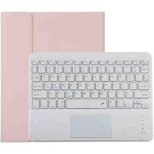 TG-102BC Detachable Bluetooth White Keyboard + Microfiber Leather Tablet Case for iPad 10.2 inch / iPad Air (2019), with Touch Pad & Pen Slot & Holder(Pink)