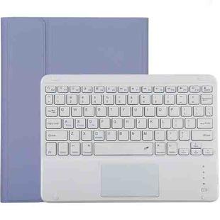 TG-102BC Detachable Bluetooth White Keyboard + Microfiber Leather Tablet Case for iPad 10.2 inch / iPad Air (2019), with Touch Pad & Pen Slot & Holder(Purple)