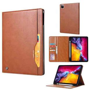 Knead Skin Texture Horizontal Flip Leather Case for iPad Pro 12.9 inch 2022/2021/2020/2018, with Photo Frame & Holder & Card Slots & Wallet & Pen Slot (Brown)