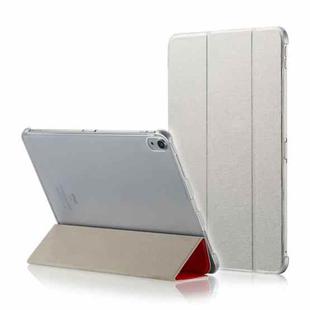 Silk Texture Horizontal Flip Ultra-thin Double-sided Clip Magnetic PU Leather Case for iPad Pro 11 inch (2018), with Three-folding Holder & Sleep / Wake-up Function(Light Grey)