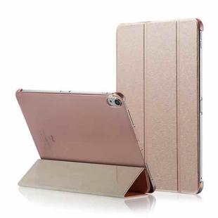 Silk Texture Horizontal Flip  Magnetic PU Leather Case for iPad Pro 12.9 inch (2018), with Three-folding Holder & Sleep / Wake-up Function(Rose Gold)