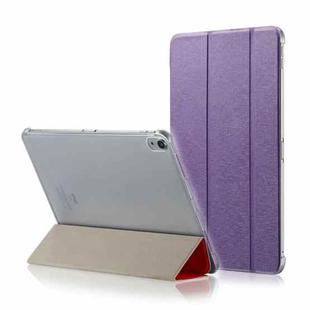 Silk Texture Horizontal Flip  Magnetic PU Leather Case for iPad Pro 12.9 inch (2018), with Three-folding Holder & Sleep / Wake-up Function(Purple)