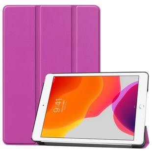 For iPad 10.2 Custer Texture Horizontal Flip Smart PU Leather Case with Sleep / Wake-up Function & Three-folding Holder (Purple)