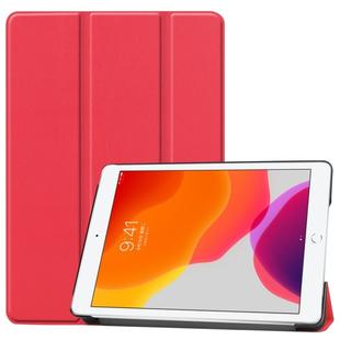 For iPad 10.2 Custer Texture Horizontal Flip Smart PU Leather Case with Sleep / Wake-up Function & Three-folding Holder (Red)