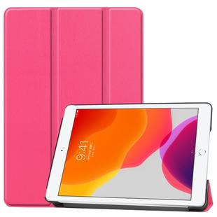 For iPad 10.2 Custer Texture Horizontal Flip Smart PU Leather Case with Sleep / Wake-up Function & Three-folding Holder (Rose Red)