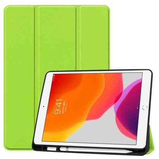For iPad 10.2 2021 / 2020 / 2019 Custer Texture Horizontal Flip Smart TPU Leather Case with Sleep / Wake-up Function & Three-folding Holder & Pen Slot(Green)
