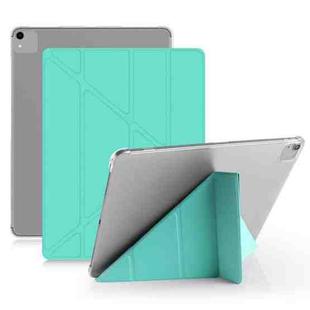 Multi-folding Shockproof  PC + PU Leather Protective Case for iPad Pro 12.9 2018 / 2020, with Holder & Sleep / Wake-up Function(Mint Green)