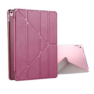 For iPad Pro 10.5 inch Silk Texture Horizontal Deformation Flip Leather Case with 4-folding Holder & Sleep / Wake-up(Magenta)