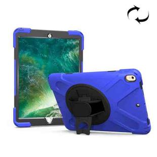 For iPad Pro 10.5 inch 360 Degree Rotation PC + Silicone Protective Case with Holder & Hand-strap (Dark Blue)