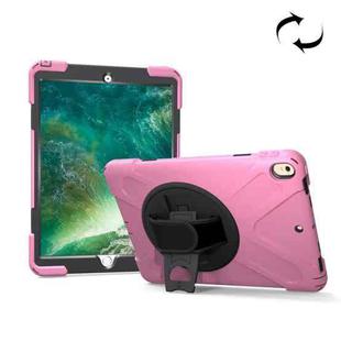For iPad Pro 10.5 inch 360 Degree Rotation PC + Silicone Protective Case with Holder & Hand-strap (Pink)