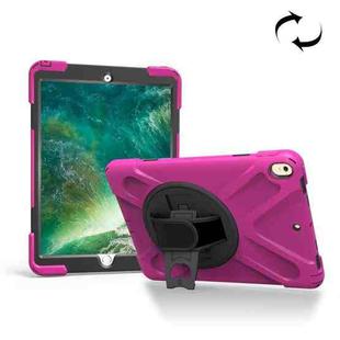 For iPad Pro 10.5 inch 360 Degree Rotation PC + Silicone Protective Case with Holder & Hand-strap (Magenta)