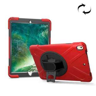 For iPad Pro 10.5 inch 360 Degree Rotation PC + Silicone Protective Case with Holder & Hand-strap (Red)