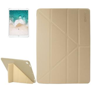 ENKAY for iPad Pro 10.5 inch Lambskin Texture + Silicone Bottom Case Horizontal Deformation Flip Leather Case with Three-folding Holder & Sleep Function(Gold)
