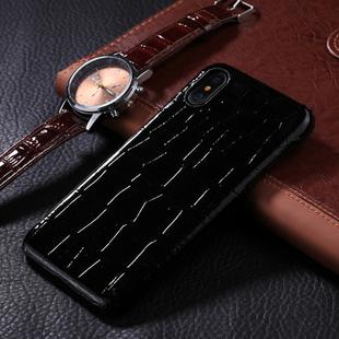 For iPhone X / XS Crocodile Texture Paste Protective Back Cover Case (Black)