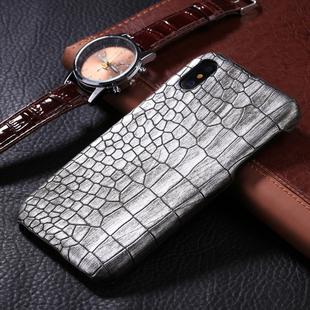 For iPhone X / XS Crocodile Texture Paste Protective Back Cover Case (Silver)