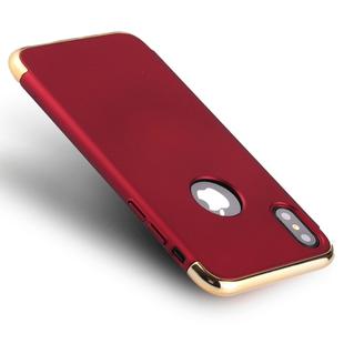 For iPhone X / XS Three Stage Splicing Electroplating Side Protective Back Cover Case (Red)