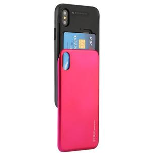GOOSPERY for   iPhone X / XS   TPU + PC Sky Slide Bumper Protective Back Case with Card Slots(Magenta)