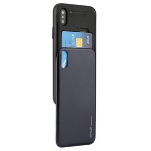 GOOSPERY for   iPhone X / XS   TPU + PC Sky Slide Bumper Protective Back Case with Card Slots(Navy Blue)